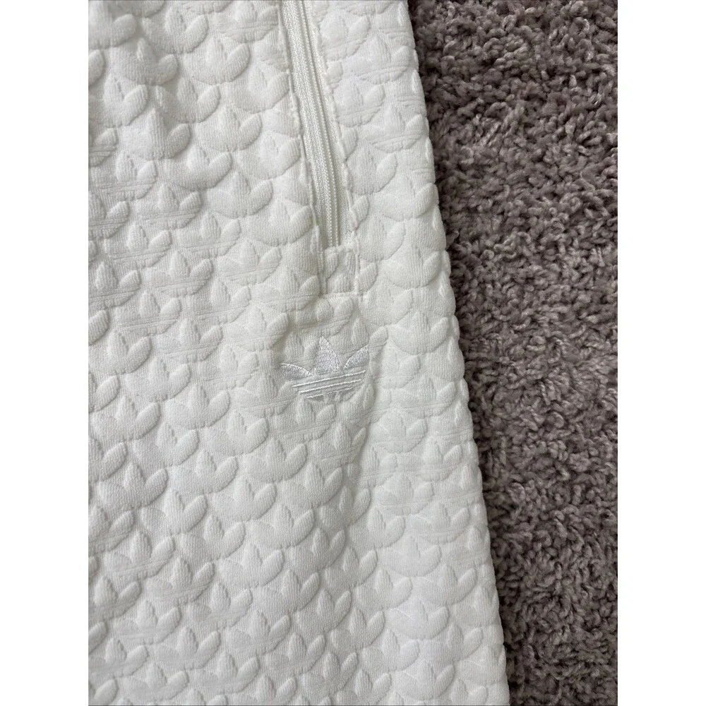 Adidas Q12 Monogram Track Pants Men Medium Cloud White Embossed Logo Originals M